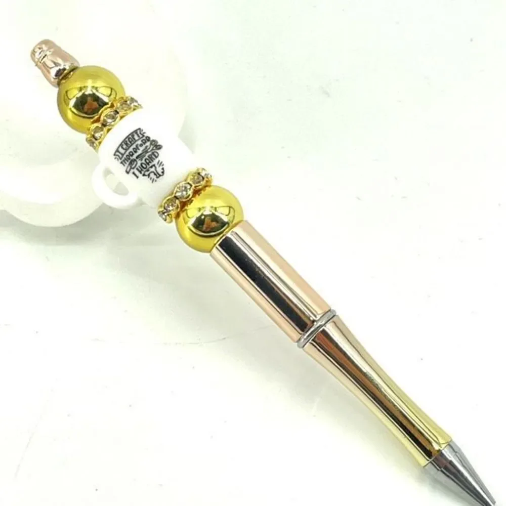 I craft therefore I hoard coffee mug cup pen handmade NEW bling rhinestone gold